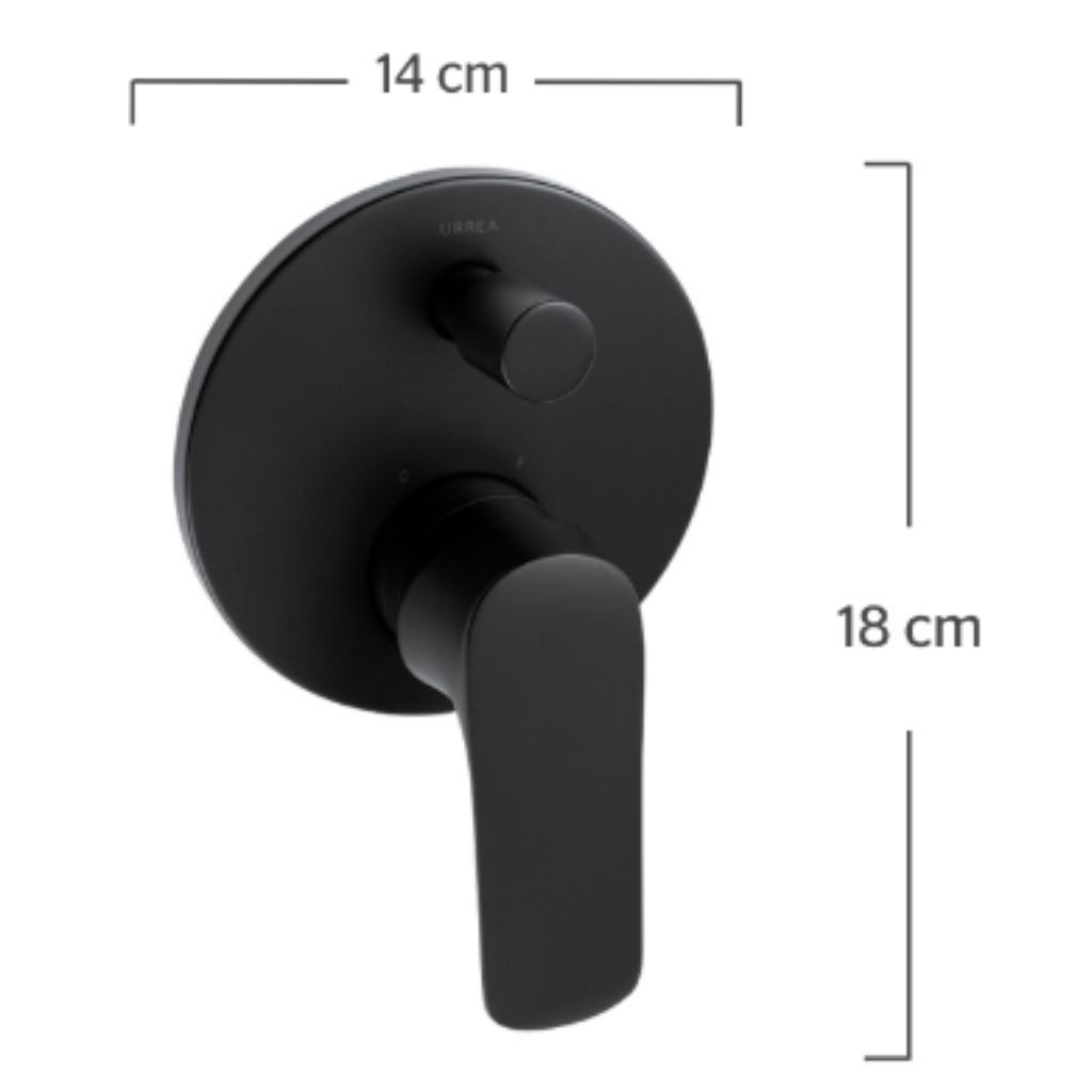 Urrea Monomando con desviador para regadera CASSIAÂ® negro mate
