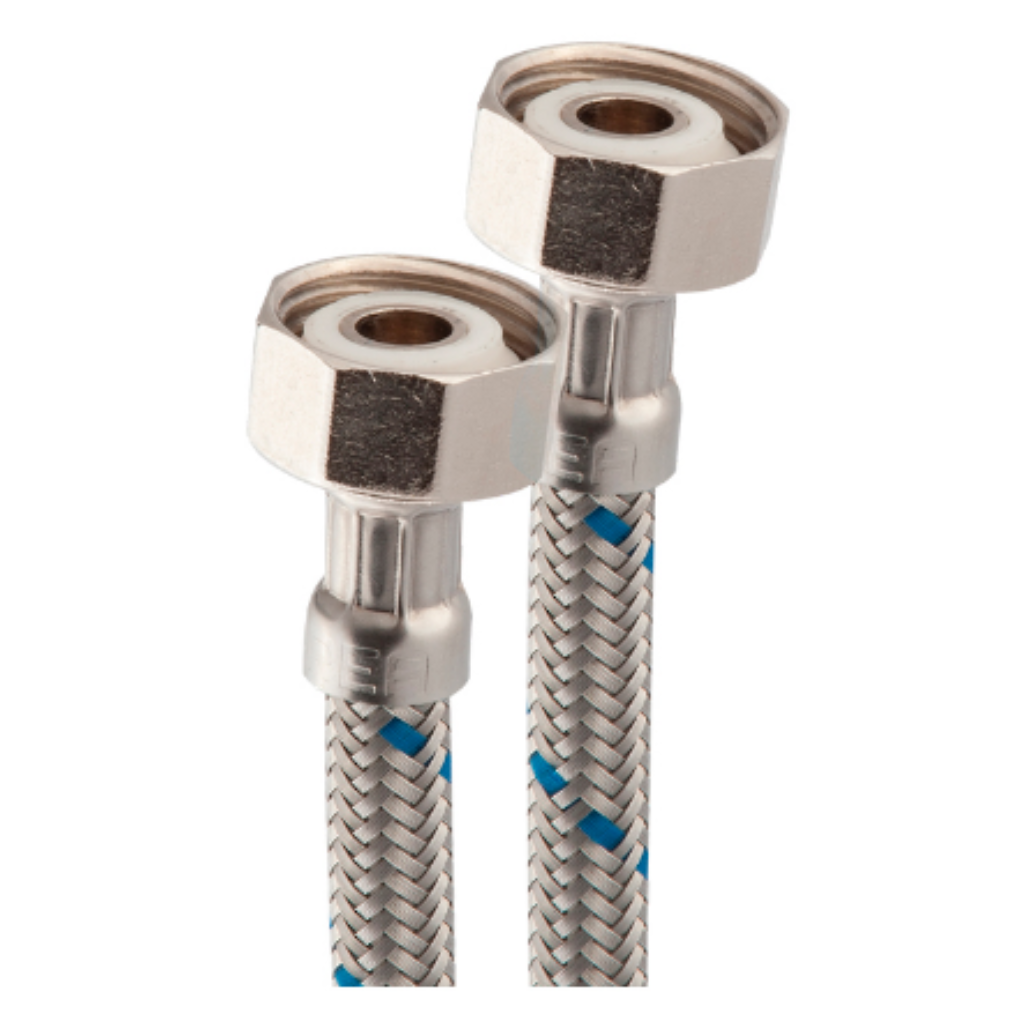 Manguera de PVC con tramado de acero inoxidable y tuercas de latón URREA WALL-35