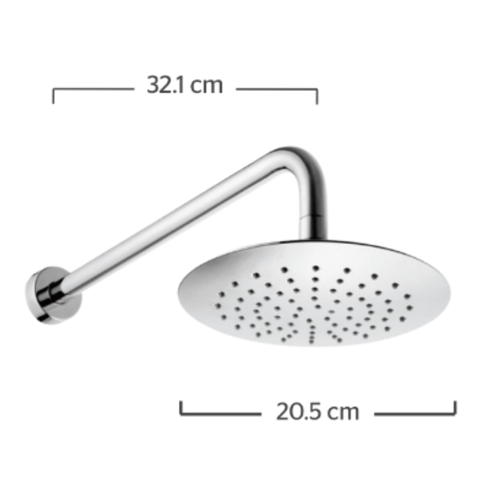 Urrea Regadera con brazo y chapetón a pared Vermont Cromo 2095B
