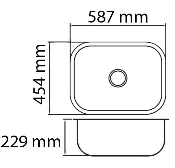 Tarja para Cocina de Submontar acero inoxidable 58x45x22.9 cm