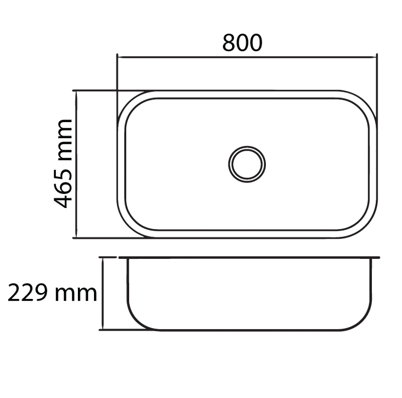 Tarja para Cocina de Submontar acero inoxidable 80x46x22.9 cm