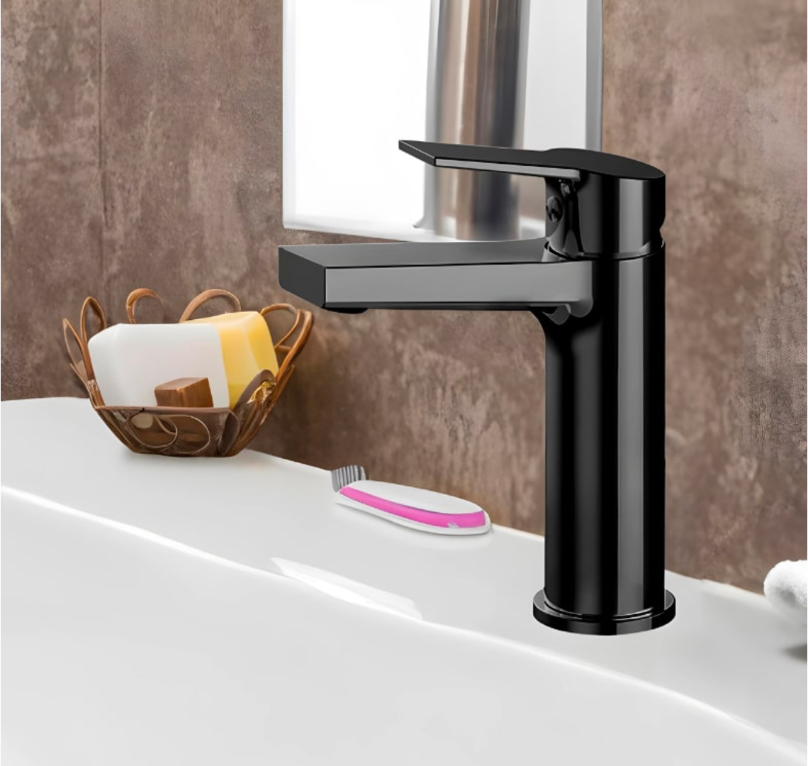 Monomando Corto para Lavabo Negro Mate Contract Basic Tecnobath TB30.011NEGRO