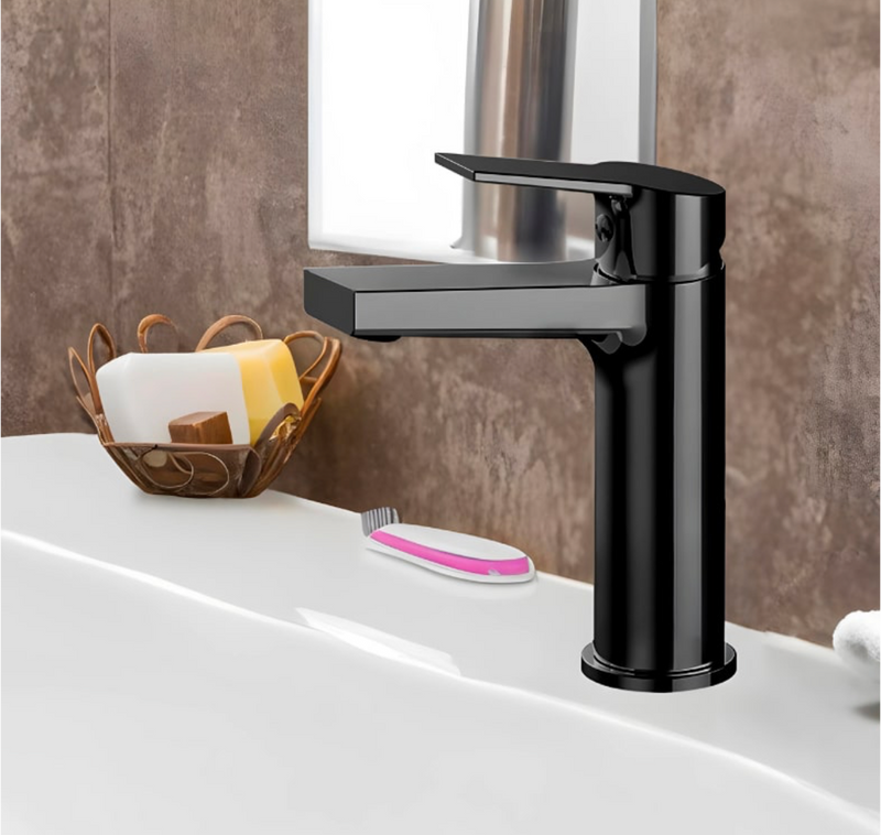 Monomando Corto para Lavabo Negro Mate Contract Basic Tecnobath