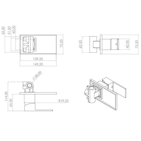Monomando para Regadera Cromo Row incluye Cuerpo Empotrado