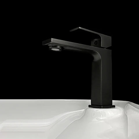Monomando Corto para Lavabo Negro Mate Row Tecnobath TB41.011NEGRO