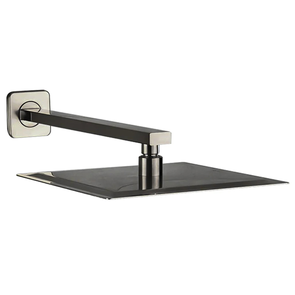 Regadera Cuadrada 25x25 cm con Brazo acabado Gun Metal Tecnobath TB42.902GM