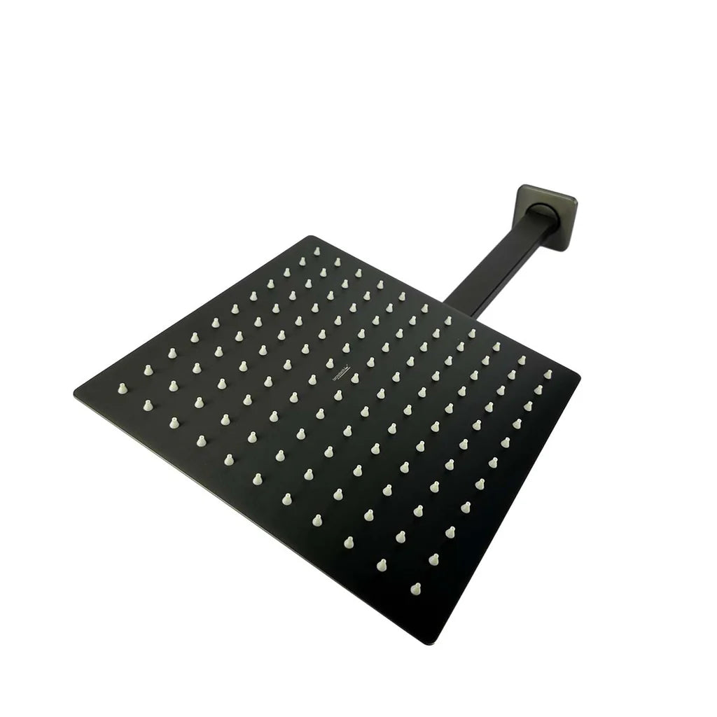Regadera Cuadrada 25x25 cm con Brazo acabado Gun Metal Tecnobath TB42.902GM