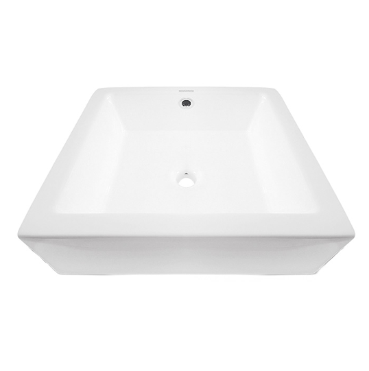 Lavabo Cerámico de Sobrecubierta con Rebosadero 45x45x15 cm