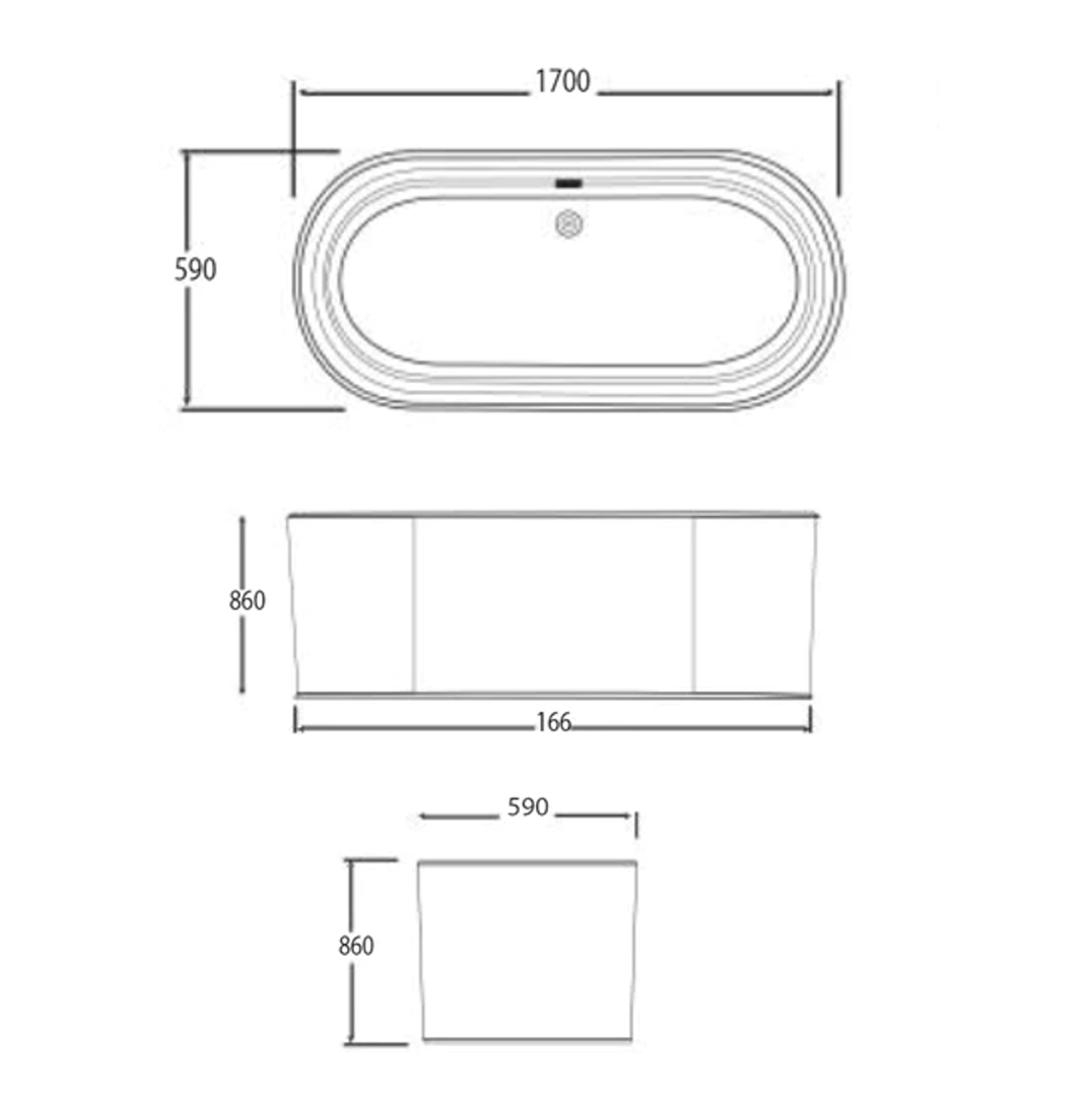 Tina Freestanding Acrílica Brillante Medidas 170X59x86 cm