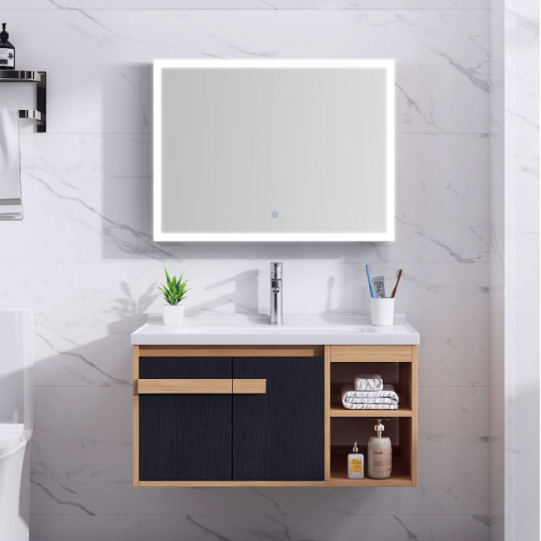 Gabinete para Baño con Lavabo integrado a Cubierta. Medidas 80x46x44.5 cm