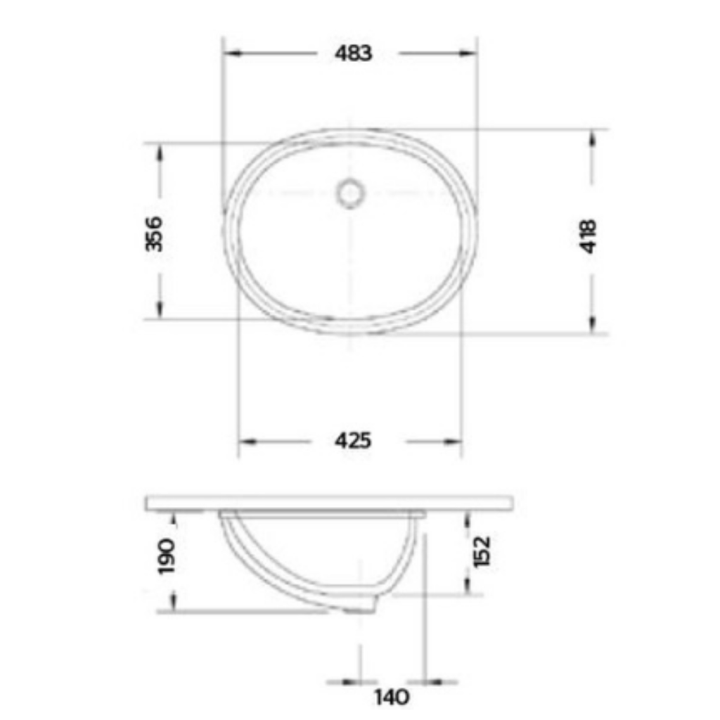 Lavabo cerámico blanco Centurion Jr. de bajocubierta 48.3X41.8cm Urrea 52103021