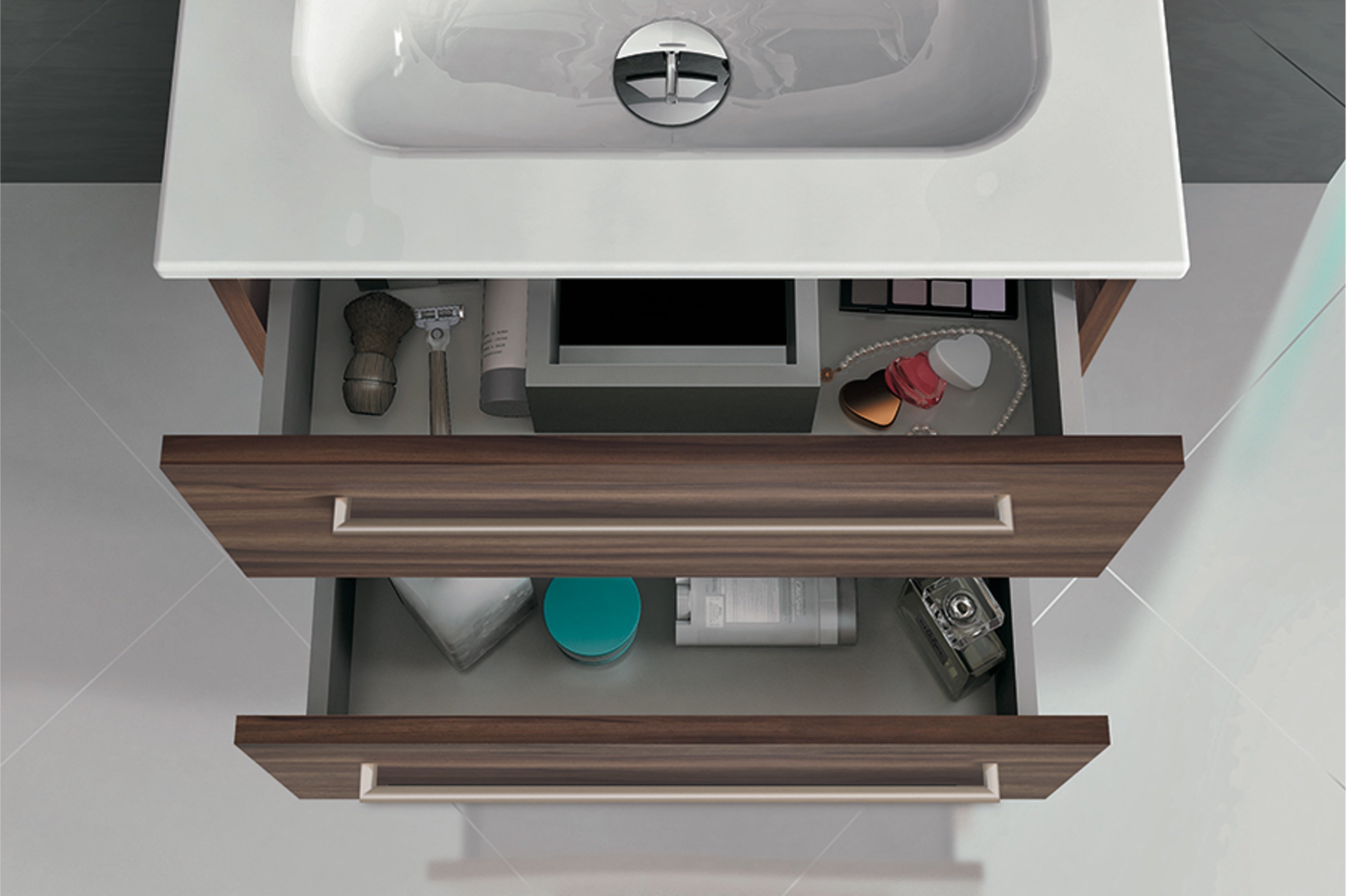 Urban Gabinete para Baño medida 50x35 cm Nogal Terracota con Lavabo y Espejo. PRECIOS ESPECIALES PARA PROYECTOS