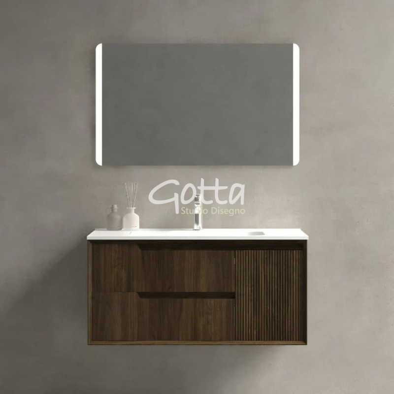 Mueble de Baño Botticelli cubierta y lavabo integrado Montaje a Muro. Medidas 84×46.5 cm
