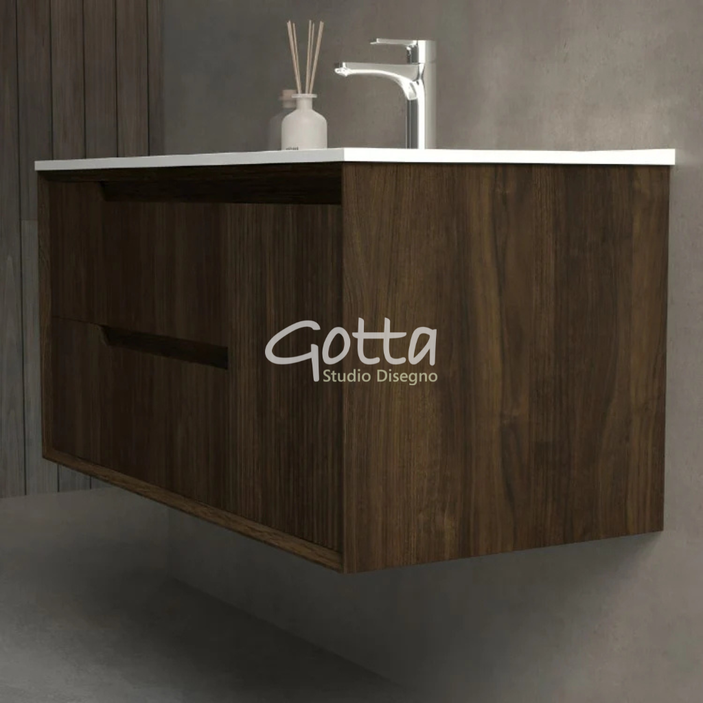 Mueble de Baño Botticelli cubierta y lavabo integrado Montaje a Muro. Medidas 84×46.5 cm