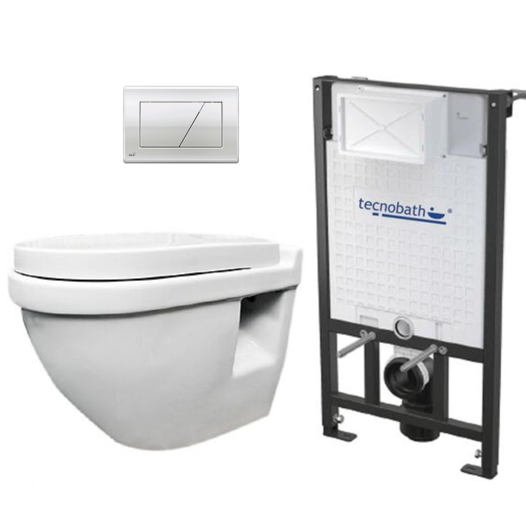 Paquete de WC Suspendido con Tanque para Muro Sólido o Falso y Pulsador WC010 A101 M71