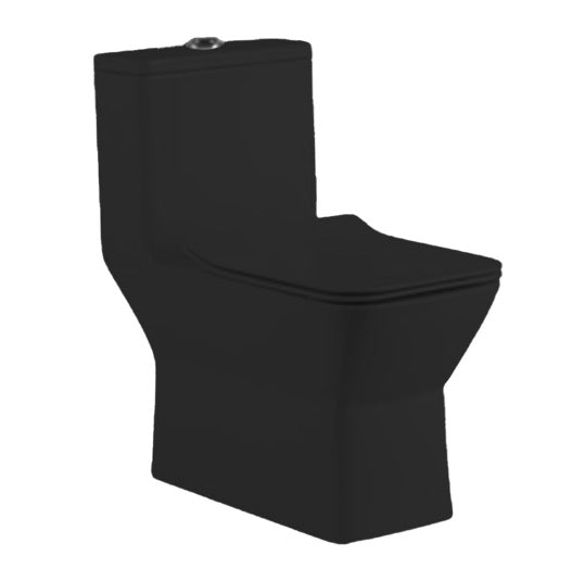 WC One Piece Ahorrador Trampa Oculta y Asiento Cierre Lento Reforzado color Negro