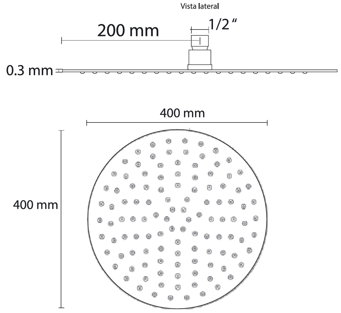 Regadera Redonda de Lluvia Diámetro 40 cm Acero Inoxidable acabado Oro Rosa