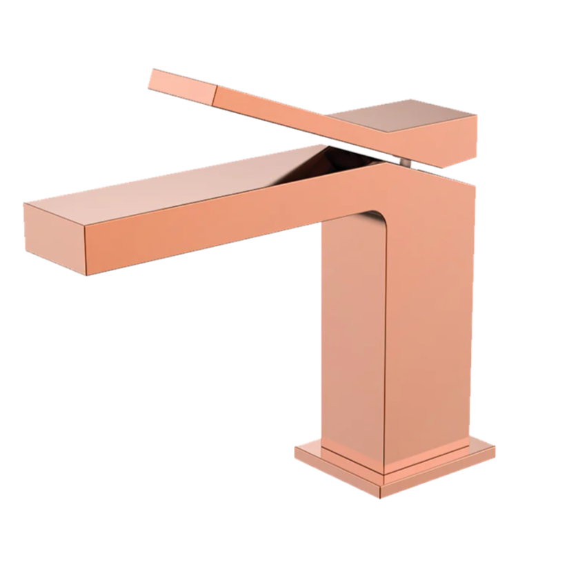 Monomando Corto para Lavabo Edge Latón acabado Latón Oro Rosa