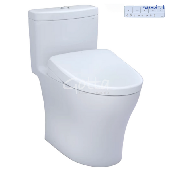 TOTO Aquia® IV - Washlet®+ S7A One Piece Toilet - 1.28 & 0.9 GPF Taza alargada TOTO MW6464736CEMFGNA#01 Kit Autoflush