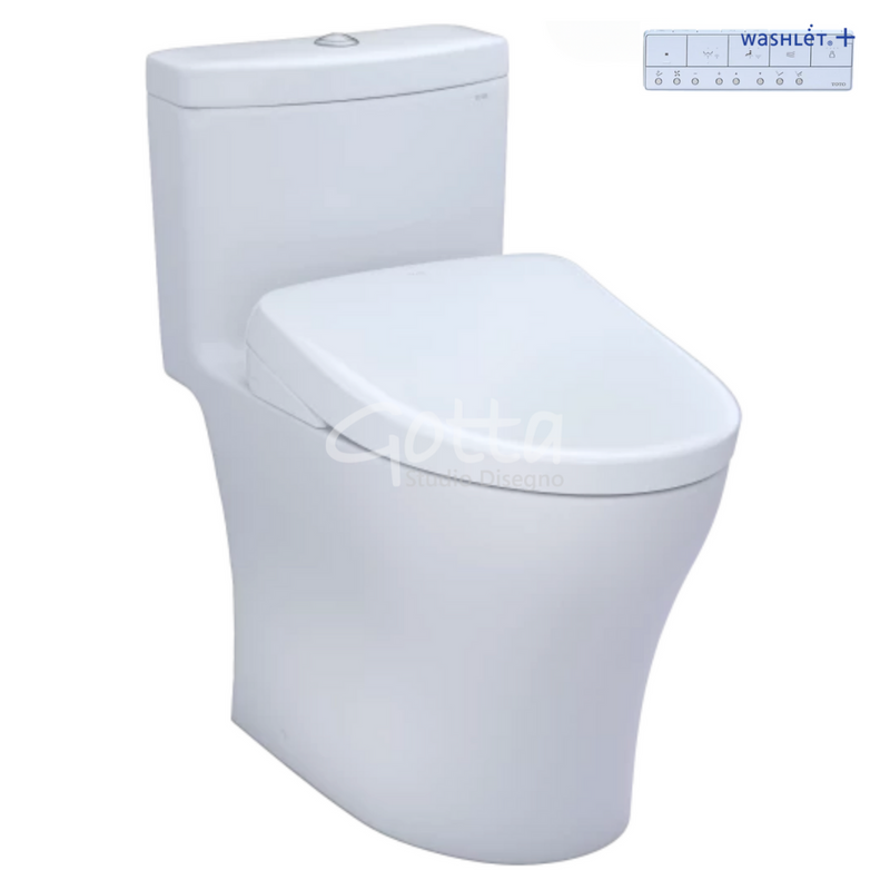 TOTO Aquia® IV - Washlet®+ S7A One Piece Toilet - 1.28 & 0.9 GPF Taza alargada TOTO MW6464736CEMFGNA