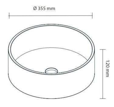 Lavabo Cerámico de Sobrecubierta Diametro 35.5x12 cm sin rebosadero. Incluye contra Pop-Up
