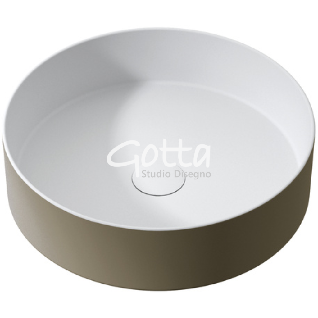 RIN COBRE - Lavabo de sobre encimera en Solid Sourface Diámetro 39x10.8 cm. Incluye Contra. Producto Español ¡DISPONIBLE PARA ENTREGA INMEDIATA!