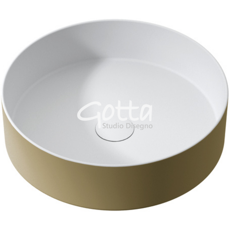 RIN ORO - Lavabo de sobre encimera en Solid Sourface Diámetro 39x10.8 cm. Incluye Contra. Producto Español ¡DISPONIBLE PARA ENTREGA INMEDIATA!