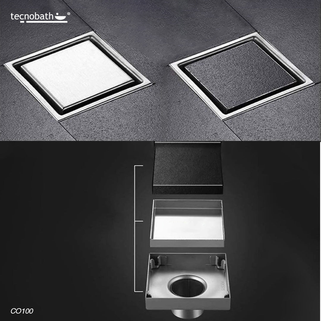 Coladera anti-plagas para Inserto en Acero Inoxidable 10x10 cm Tecnobath CO100