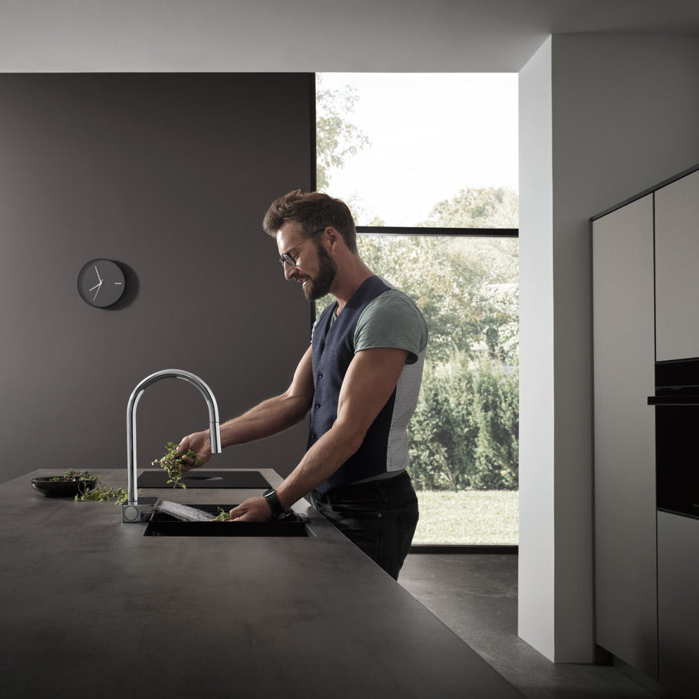 Aquno Select M81 Mezclador Monomando de Cocina Cromo con Ducha Extraíble y Escurridor multifuncional Hansgrohe 73837000 Essentials