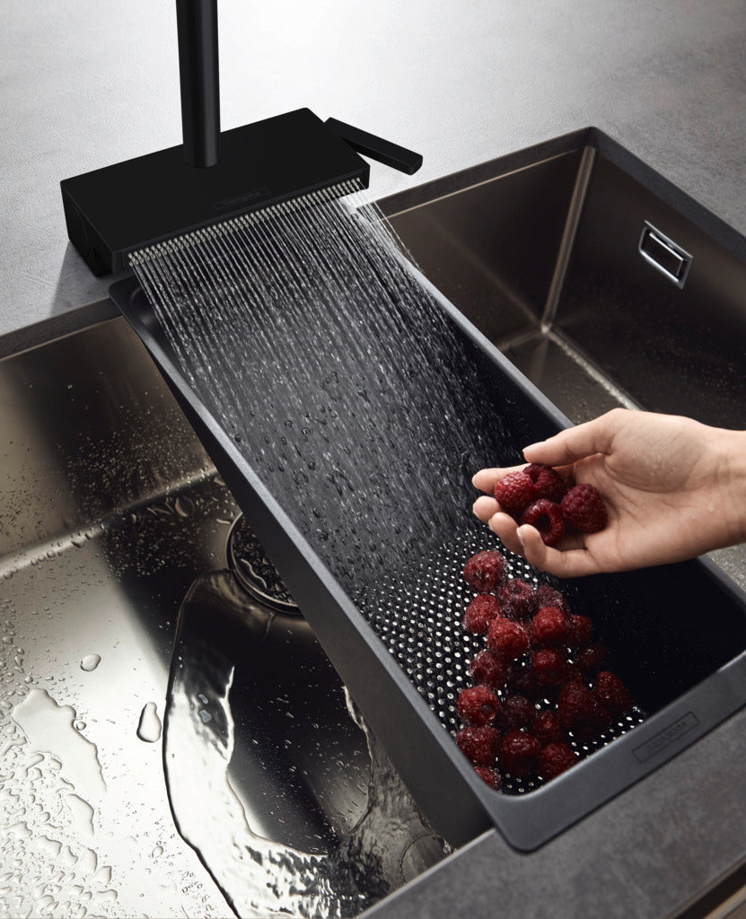 Aquno Select M81 Mezclador Monomando de Cocina Negro Mate con Ducha Extraíble y Escurridor multifuncional Hansgrohe 73837670 Essentials