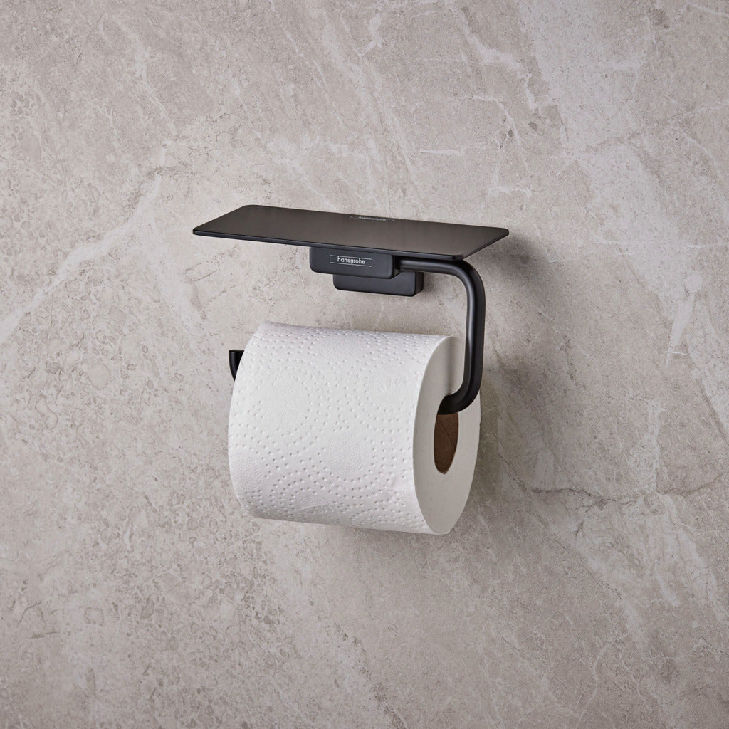 Addstoris Portarrollos con Repisa acabado Negro Mate Hansgrohe 41772670 Essentials